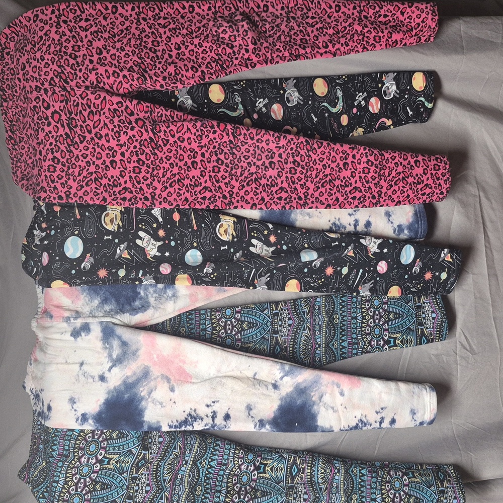 Kids' Patterned Insulated Leggings Set - Space, Tie-Dye, Tribal And Pink Leopard